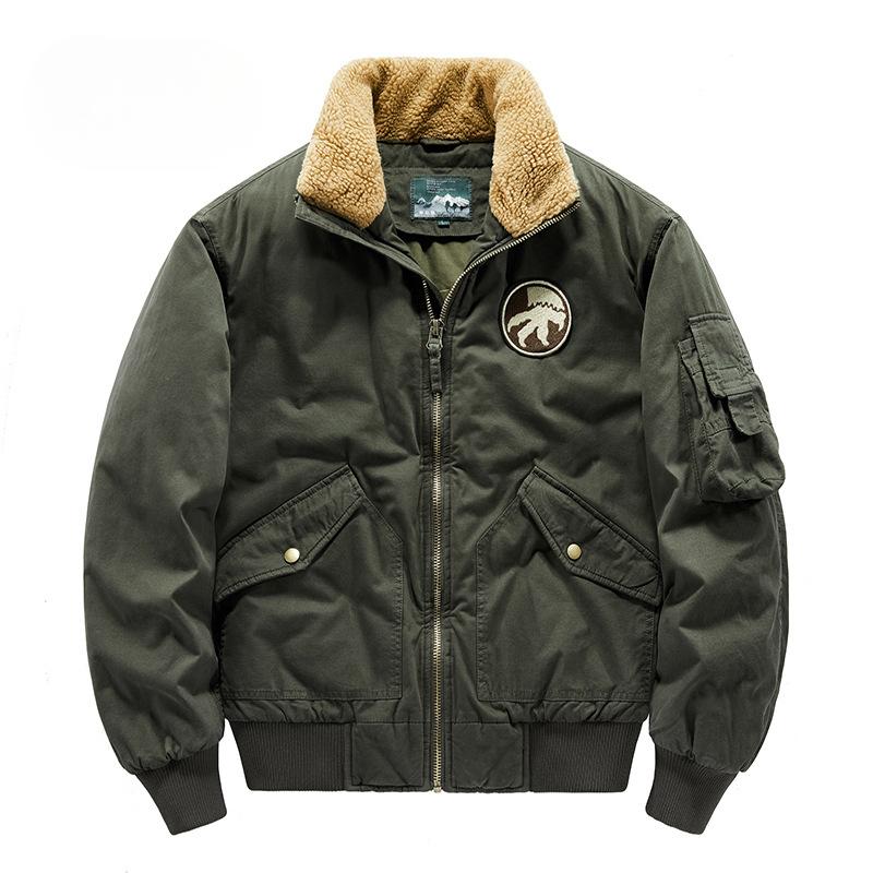 Winter Cotton-padded Men's Plus-size Flight Suit Workwear Lamb Wool Collar Padded Jacket Padded Jacket for Men