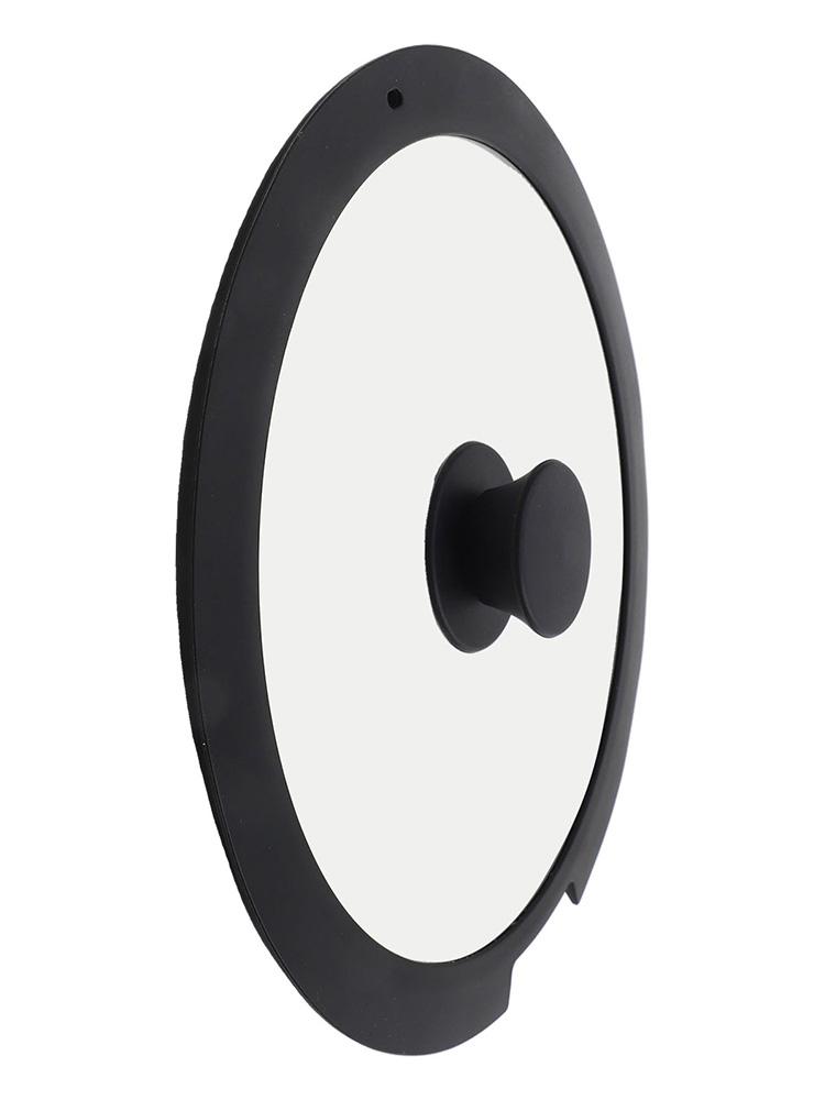 Sleek Black and White Silicone Pot Lid Compatible with Different Sizes