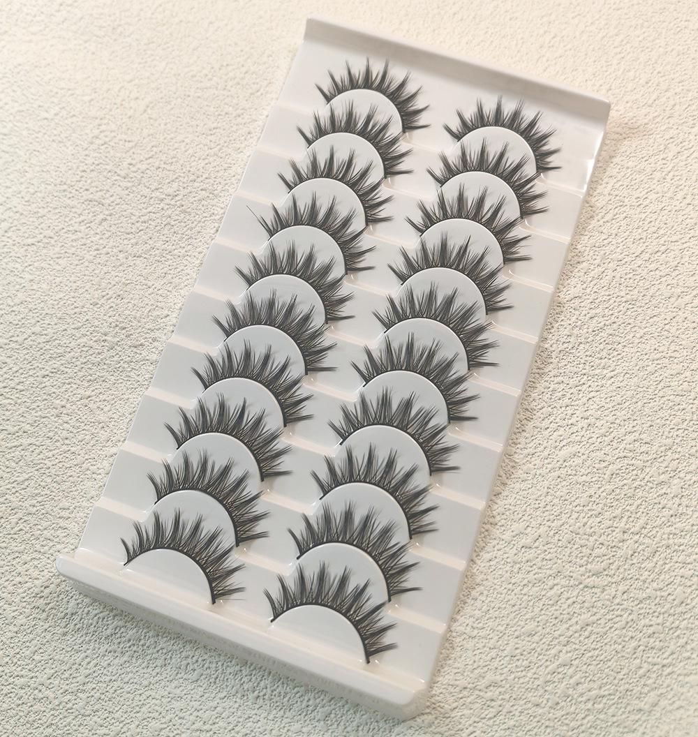 Versatile 10 Pairs Thick Style Big Devil False Eyelashes for Dramatic Barbie Big Eyes - Full Strip Black Stem Fairy Daily Wear