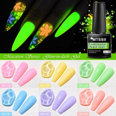 Neonglödande Nagelgel Gul Orange Lyser i Mörkret Gelpolish Fluorescerande Halvpermanent Lack Soak Off Nagelgel