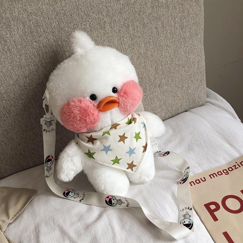 28cm Cartoon Cute Lalafanfan Cafe Duck Plush Backpack Kawaii Toys Stuffed Crossbody Bag Doll Shoulder School Bag For Girls Gift