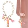 Chaîne de Tasses en Résine Rose à Franges Papillon Chaîne de Tasse Stanley Pendentif Cœur 26 Lettres Porte-clés Sac Rétro Durable Accessoire de Sac à Dos Pratique