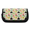 Pencil Pouch Double Layer 300D Polyester Smooth Metal Zipper with Dual Storage for Pens Ruler Scissors and Earphones for Students