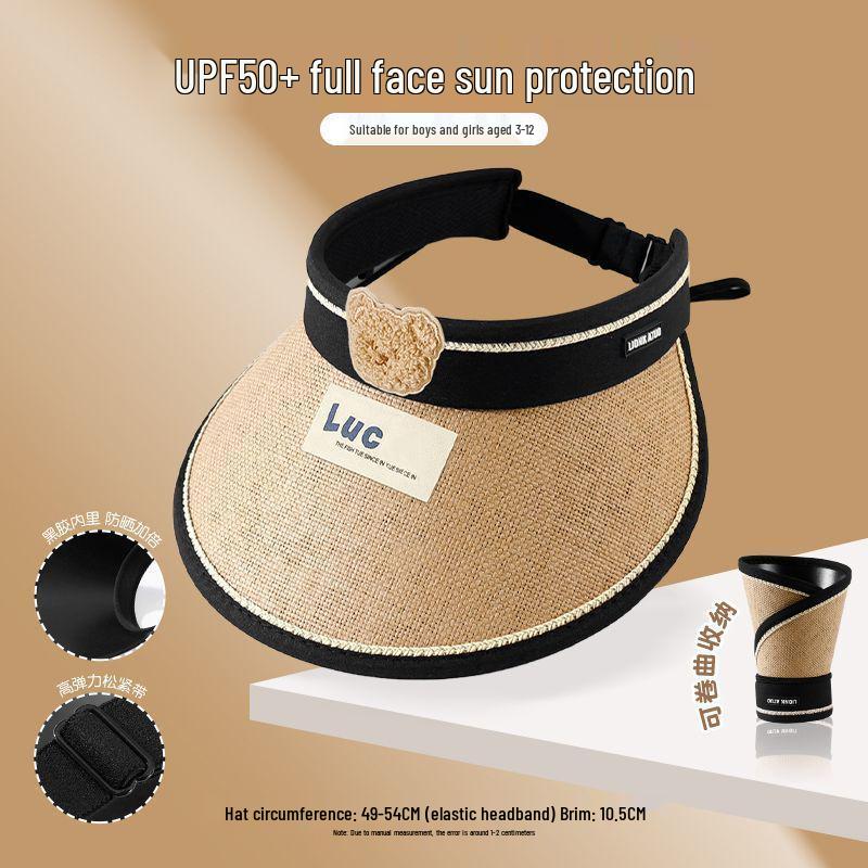 Kids' UV Protection Wide Brim Straw Sun Hat for Boys & Girls