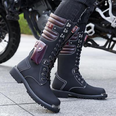 Pánske motocyklové čižmy Westernové čižmy Čierne jazdecké čižmy Ležérny pouličný štýl Cool vysoké čižmy Nadmerná veľkosť