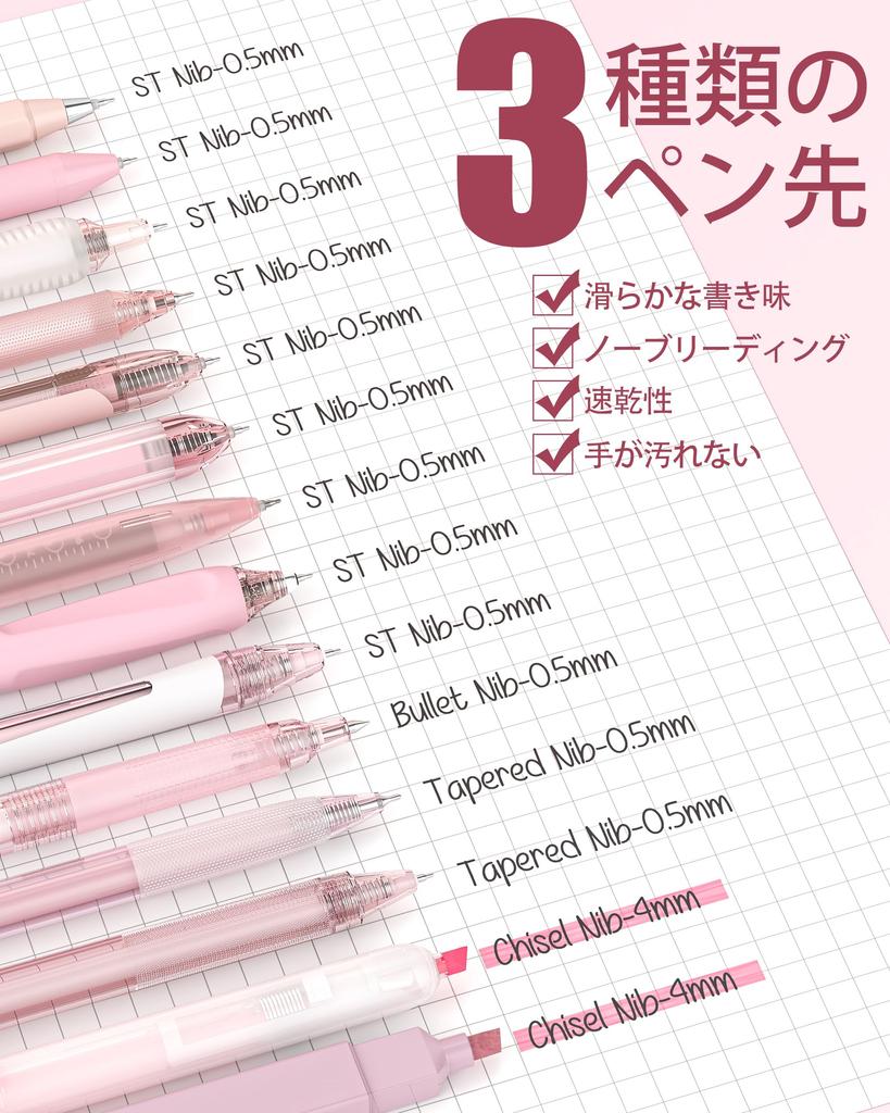 Four Candies Gel Ballpoint Pen Cute Notebook Gel 12 Ballpoint Pens 2 Easy to Quick Drying Perfect for School Writing Student Stationery Pink Set,