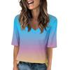 Women's V Neck T Shirts Half Sleeve Tops Printed Casual Summer Tees T Shirt Blouse