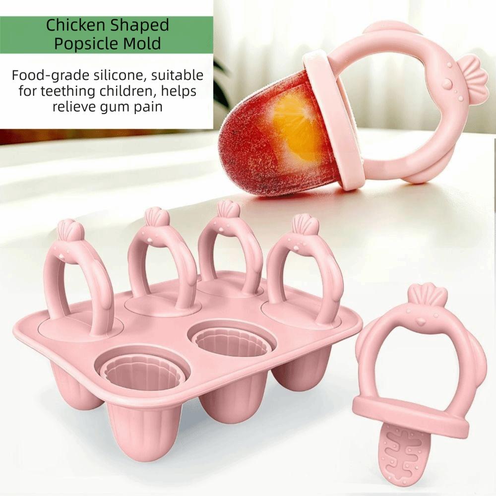 DIY Teething Ice Cream Stick Mold BPA-Free Reusable Ice Cream Mold Easy Clean 6 Cavity Popsicle Ice Cream Stick Mold