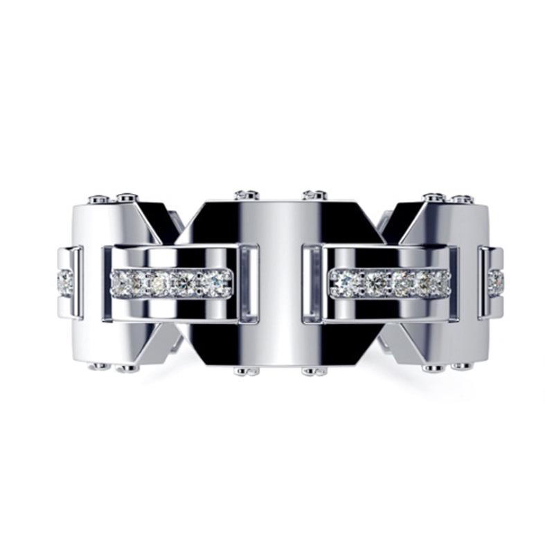 Sanjie Creative 925 Silver-Plated Diamond Ring, 14k Rose Gold Engagement Ring for Men and Women