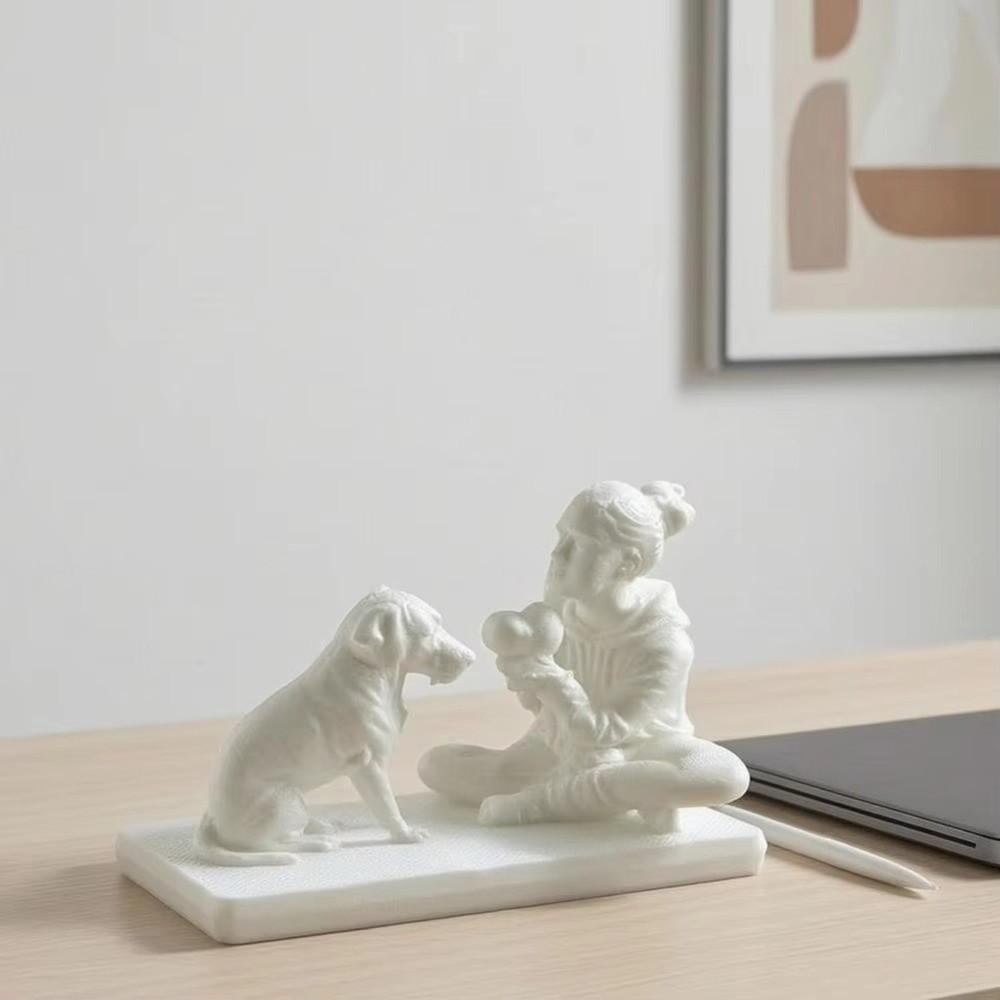 Nordic-Style Girl And Cat Statues 3D Printed Desktop Ornaments Home Living Room