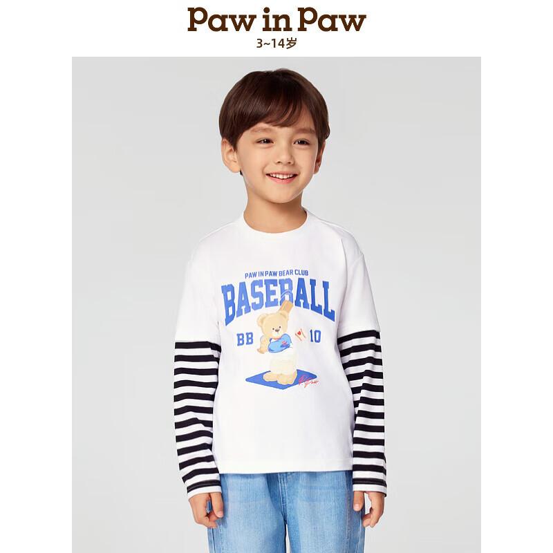 PawinPaw Boys  Cartoon Bear Faux Two-Piece Long-Sleeve T-Shirt 130