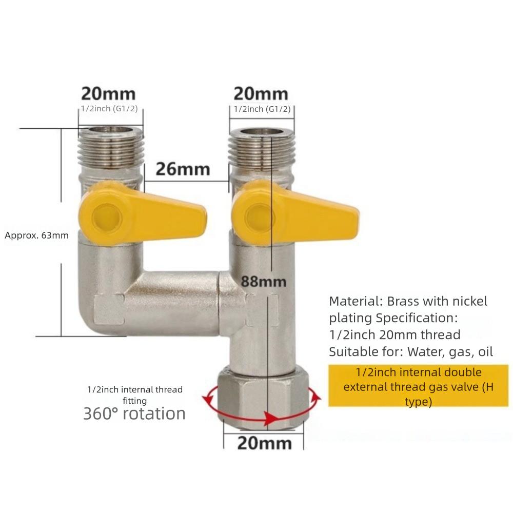 Zesílený sprchový přepínací ventil Mosazná hadicová armatura Nový uzavírací ventil Baterie
