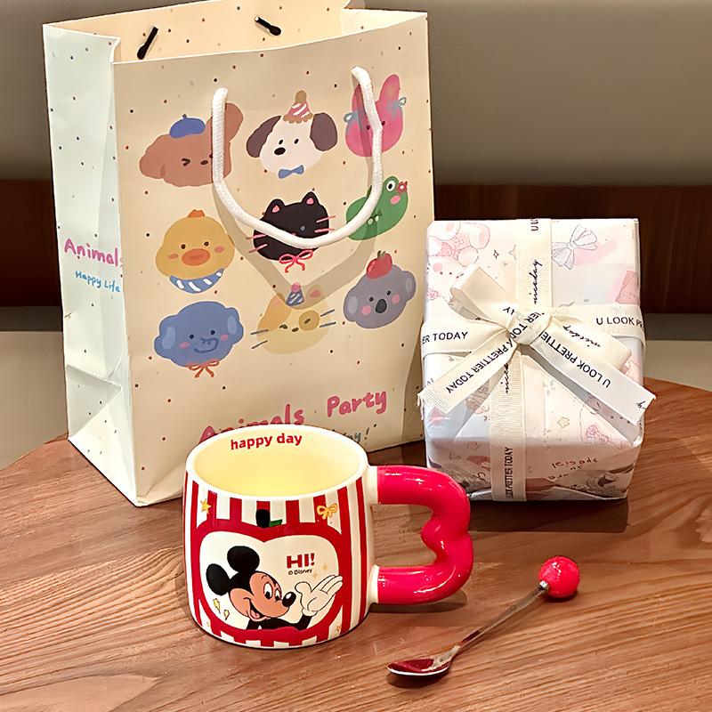 Vysoce hodnotný roztomilý hrnek s Medvídkem Pú pro pár, keramický pohár na vodu, dětský hrnek na mléko a kávu, dárek k narozeninám, dárková krabička