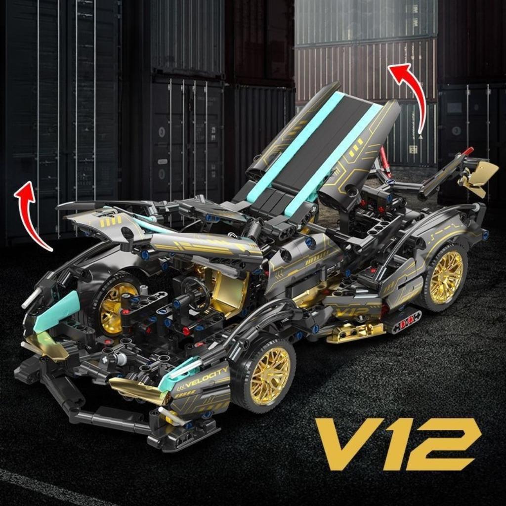 1:14 MOC V12 Mașină Sport Super Viteză Blocuri de Construcție Vehicul de Curse Asamblare Cărămizi Jucării pentru Adulți Copii Cadouri de Ziua de Naștere Anul Nou