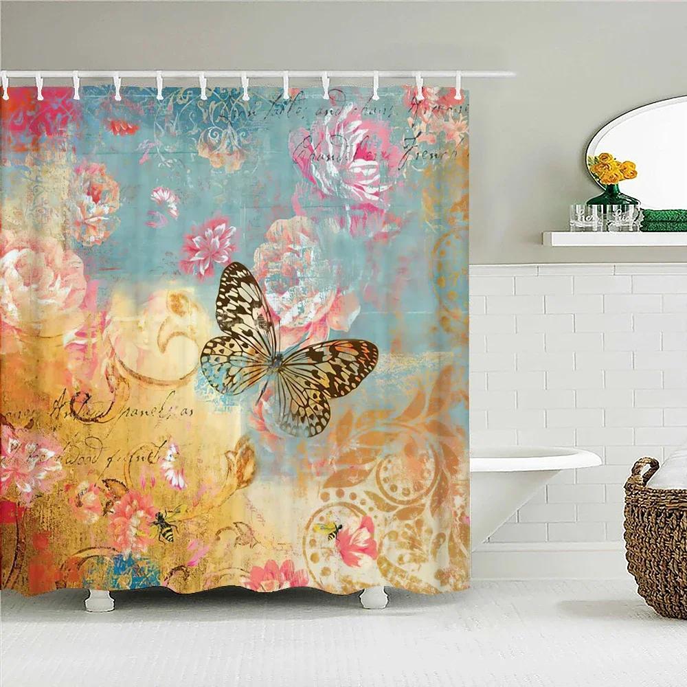 

Beautiful Butterfly Waterproof Fabric Shower Curtains 3D Printing Bath Curtain For Bathroom Bathtub Decoration With Hooks W60H190(CM)-1 Pcs