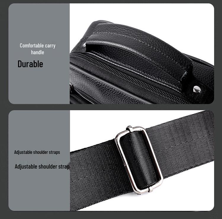 Men's Genuine Leather Crossbody Shoulder Bag - Top Grain Cowhide, Small Storage, Tool Bag