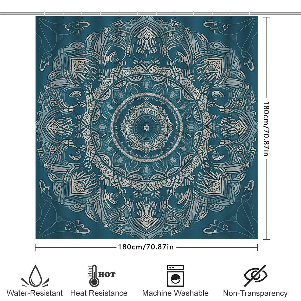 Ornate Mandala Blue Shower Curtain Decor Bathroom Accessories For Home Decoration