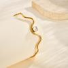 Dainty Wavy Bracelet with Round Zircon,Gold Plated Stainless Steel Flat Rolo Chain Bracelets for Women,Charm Jewelry Gift