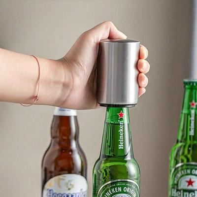 Automatischer Bierflaschenöffner aus Edelstahl - Magnetischer Druckverschluss-Entferner für Zuhause, Camping, Bar und Party
