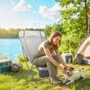 Camping Chair for Adults Heavy Duty Folding Camp Chair with Side Pocket and Carry Bag Light Grey