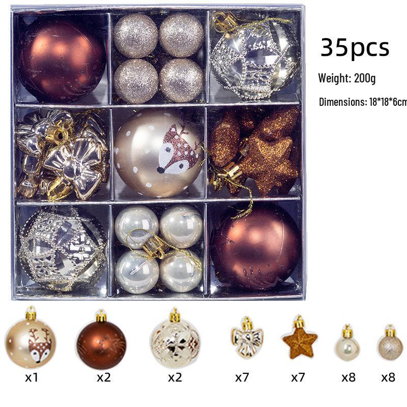 Set of 35 Electroplated Bright Plastic Christmas Ball Ornaments for Window Displays and Decorations