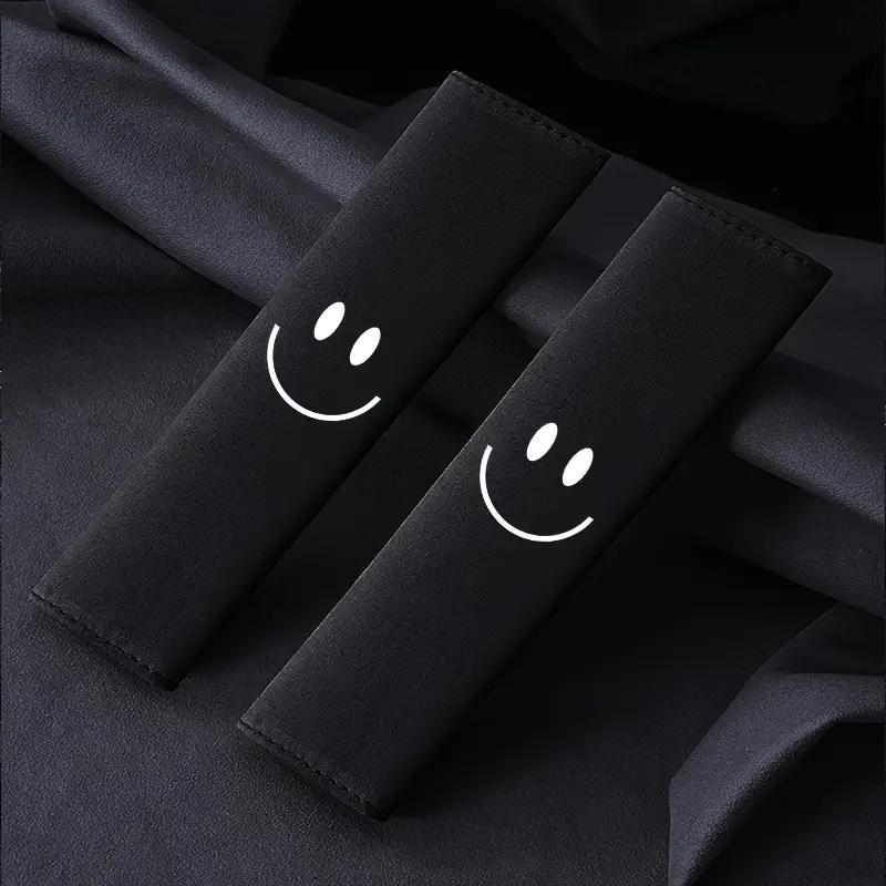 2PCS Car Seat Belt Shoulder Cover with Smiling Face Pattern Soft and Comfortable Seat Belt Cover Interior Supplies