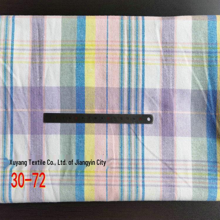 Spot Color-Woven Plaid Jacquard Fabric for Children's Autumn/Winter Brushed Polyester-Cotton Shirts