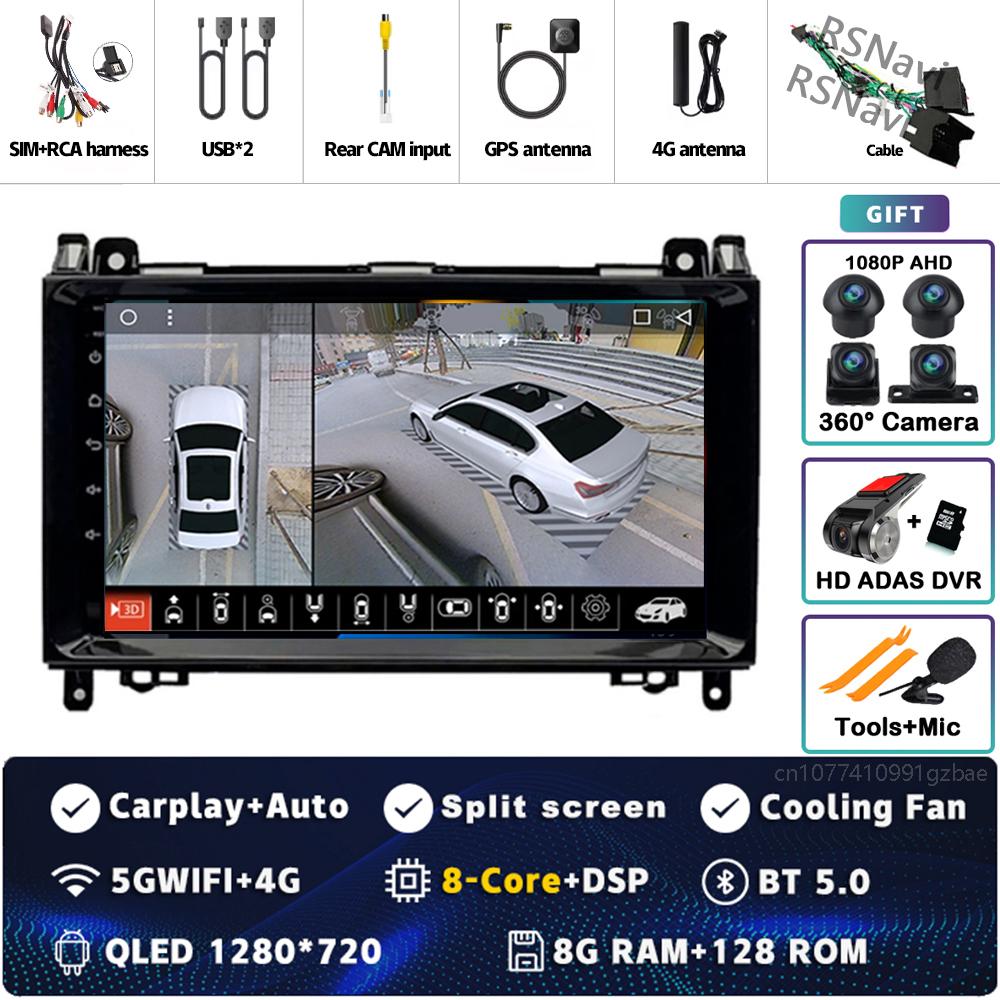 Android 14 Carplay Car Radio For Mercedes Benz B200 W169 W245 Viano Vito W639 Sprinter W906 Multimedia Video Player  GPS Stereo