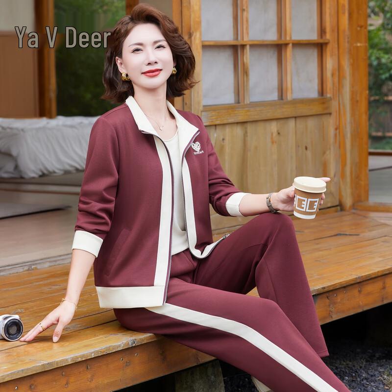 Женский спортивный костюм Yalu для среднего возраста, весенне-осенний 5XL