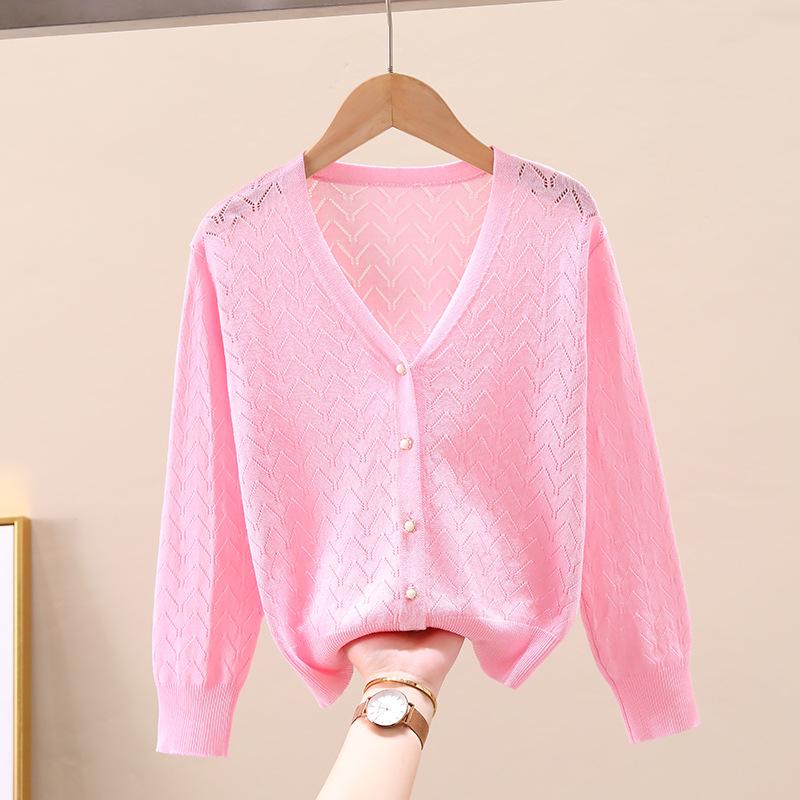 Korean Style Girls' Long Sleeve Knit Cardigan with Sun Protection - Summer 2023