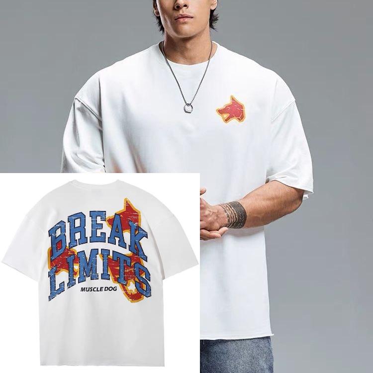 

New Style Sports Tshirt Mens Summer Americanstyle Colorblock Print Loosefitting Casual Shirt for Training and Fitness 4XL