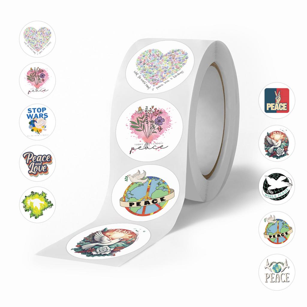 500 Stickers/roll Love and Peace Tape High-value Tape Decorate Birthday Party Phone Case Tape