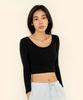 Maleunpaibeu Heat Touch Slim Fit Deep U-Neck Crop T-Shirt_2Colors
