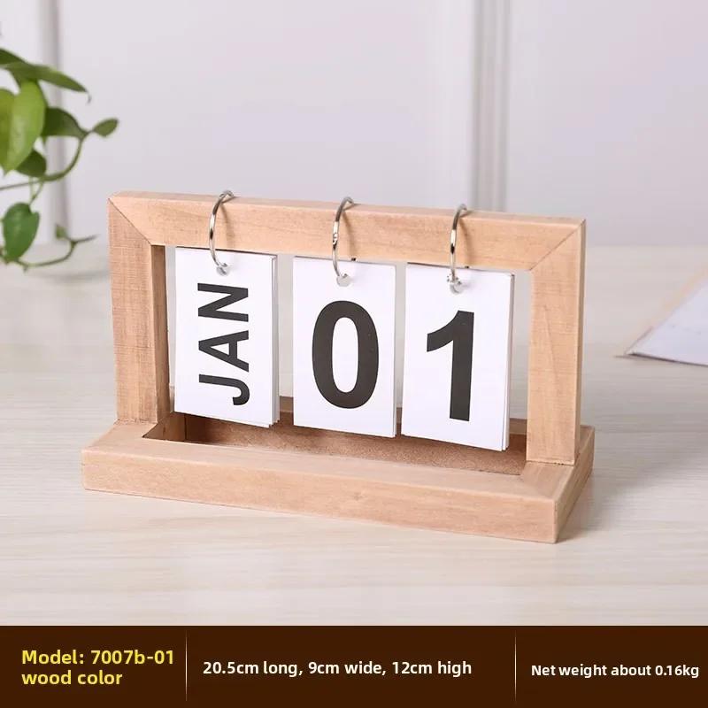 Wall Calendar Wooden Flip Calendar Perpetual Simple Design Home Study Desktop Photo Props Ornament for Dormitory Wall Calendar