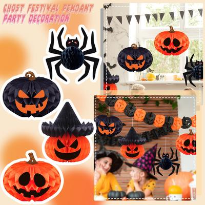 Halloween Party Dekoration Wabenball Anhänger Kürbis Spinne Dreidimensional Wabe Festival Halloween Dekoration Arrangement