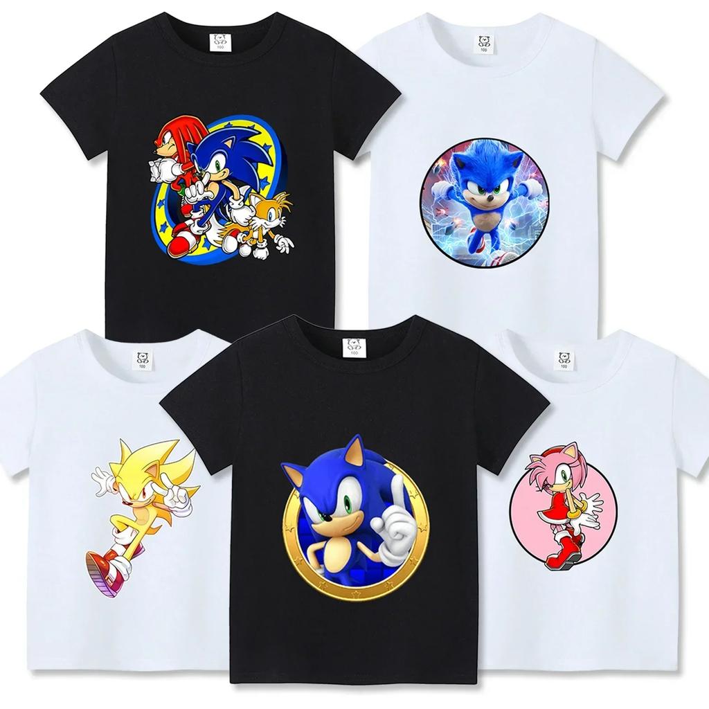 Purchased Products Sonics Tshirts Childrens Shortsleeved Casual Cotton Tshirts and 100 Cotton Cartoon Printed Tshirts