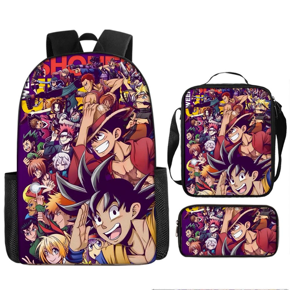 Animation ONE PIECE schoolbag three-piece play peripheral backpack large capacity middle school student outdoor campus computer bag