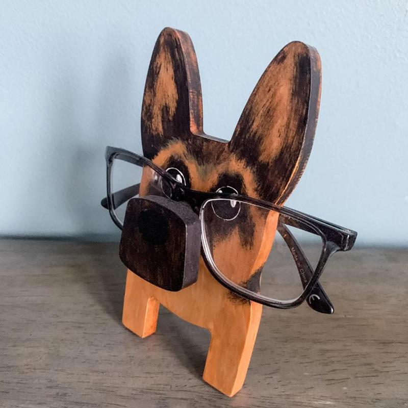 Animal Glasses Stand Holder Creative Puppy Dog Pet Shape Glasses Rack For Christmas Gift Wooden Home Office Desk Decor