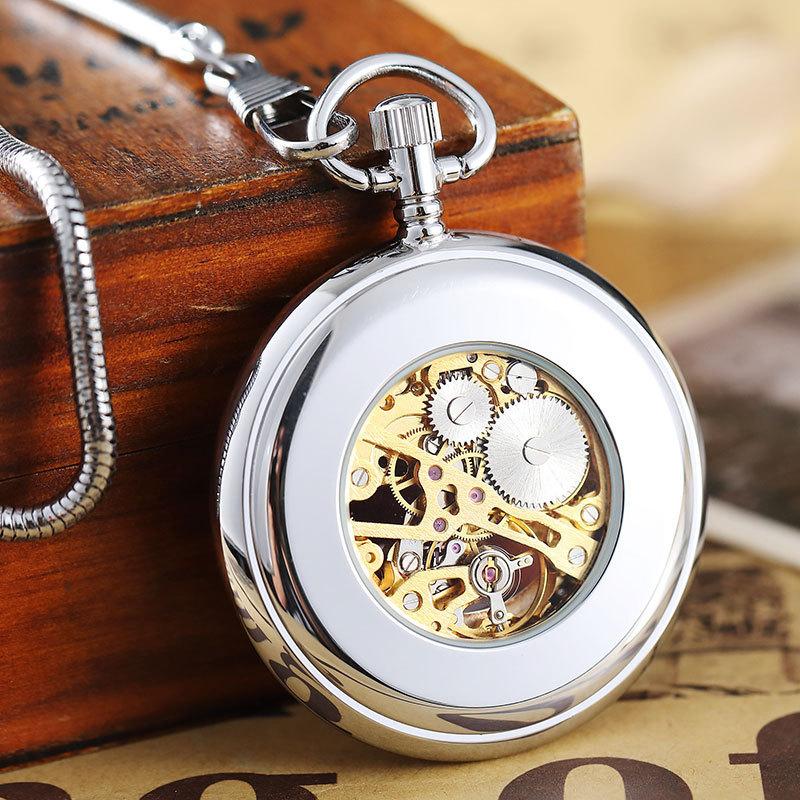 Automatische mechanische Taschenuhr mit runder Schlangenkette und römischer Schrift innen und außen