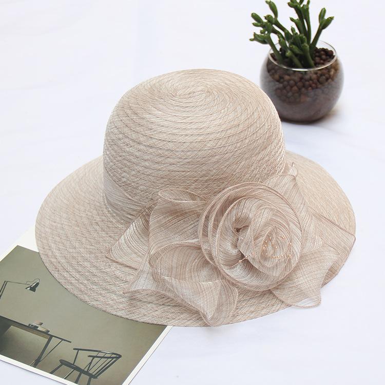 

Евгений Пряжа Шляпа-ведро с цветком Летняя женская шляпа от солнца Защитная шляпа из марли Шляпа от солнца M（56-58cm）