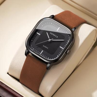 Minimalist Square Dial Men Watch Casual Fashion Leather Strap Quartz Wristwatch Man Clock Reloj Hombre Montre Homme