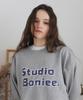 BONIEE [Fleece Lined] Block Typo Graphic Oversized Sweatshirt Gray
