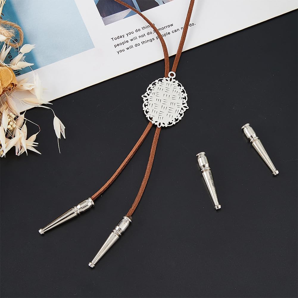 SUPERFINDINGS 4PCS Bolo Tie End Tips Replacement End Caps Bolo Tie Buckle Accessories Alloy Cord End for Bolo Tie Making DIY, 3.7cm, Inner Diameter: