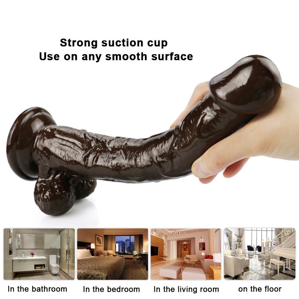 Brown Realistic Dildo for Women  Beginner Clear Dildo with Strong Suction Cup Hands-Free Play for Adult Sex Masturbator G Spot