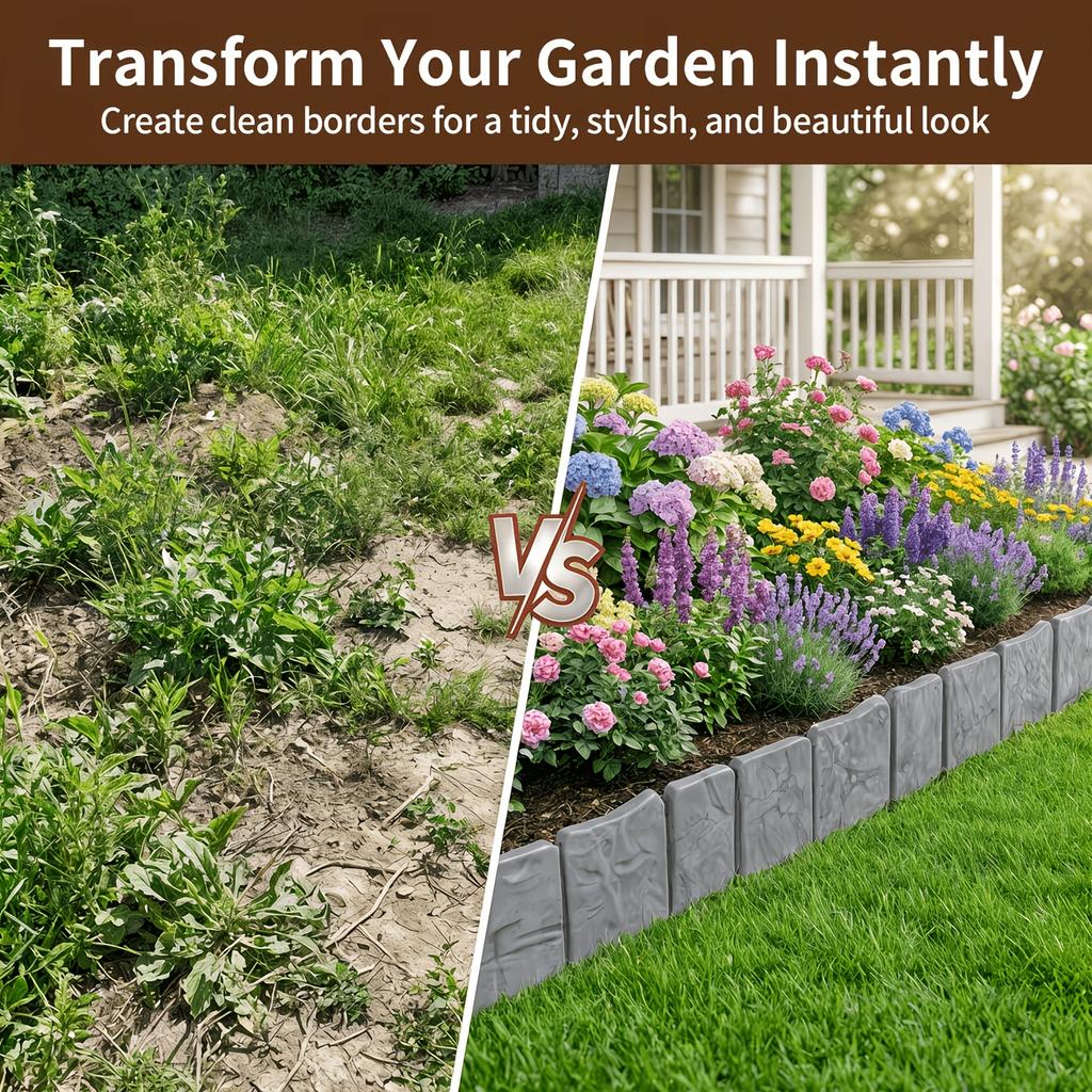 Plastic Garden Boundary Fence Lawns & Terraces - Durable Weather-Resistant Outdoor Decoration, Decorative Garden Fence, Lawn Edging Tool