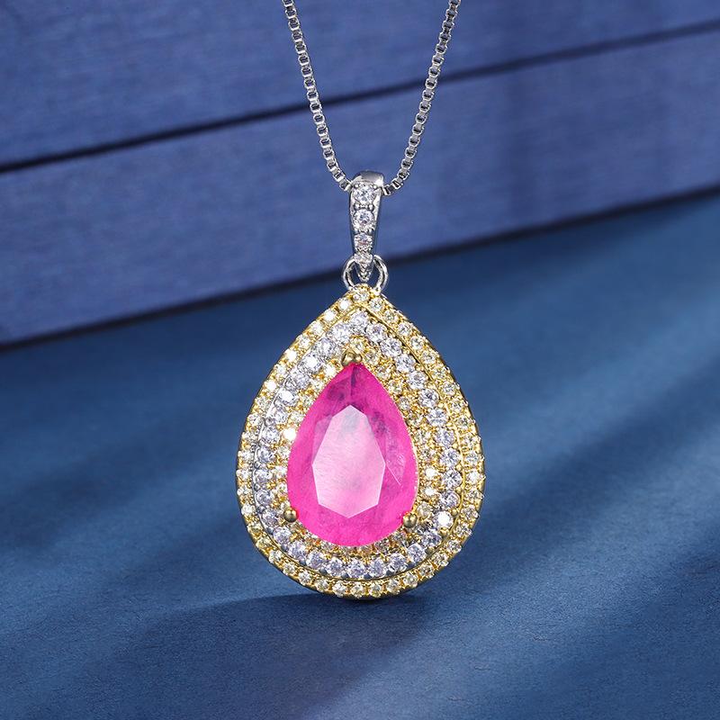 Jewelry Copper Bottom Gold-Plated Wind Simulation Color Treasure Color Separation Electroplating Pendant Set