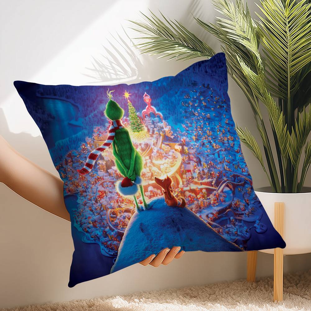 Cartoon Green Monster Pillow Case Short Plush Print Cushion Cover Square Throw Pillow Covers Sofa Home Decor