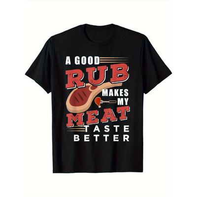 Men'S 100% BBQ Grillout T-Shirt - Funny "Good Seasoning for My Meat Tastes Better" Slogan, Loose Fit Short Sleeve Crew Neck Tee with Bold Red/White