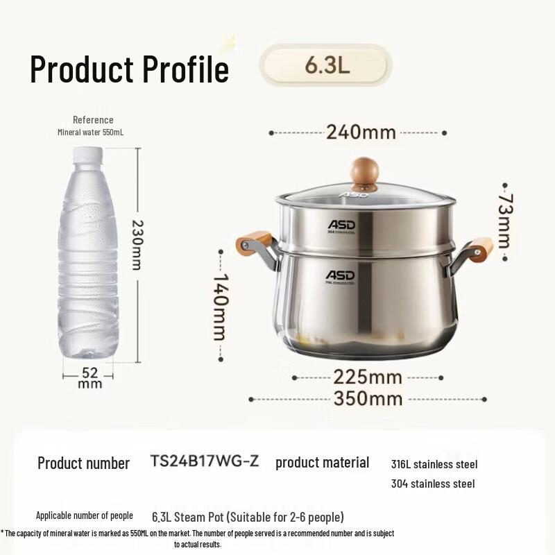 Aishida 316L Stainless Steel Steam & Stew Pot