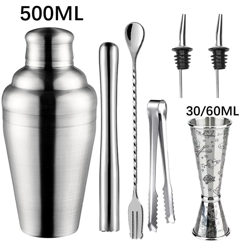 500Ml New Cocktail Shaker Set Stainless Steel Bartender Kit Professional Cocktail Mixer Wine Martini Shaker Party Bar Tools